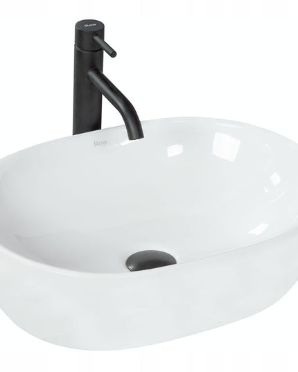 Praustuvas ant stalviršio BALTAS REA AMELIA WHITE OVALUS GILUS KERAMINIS