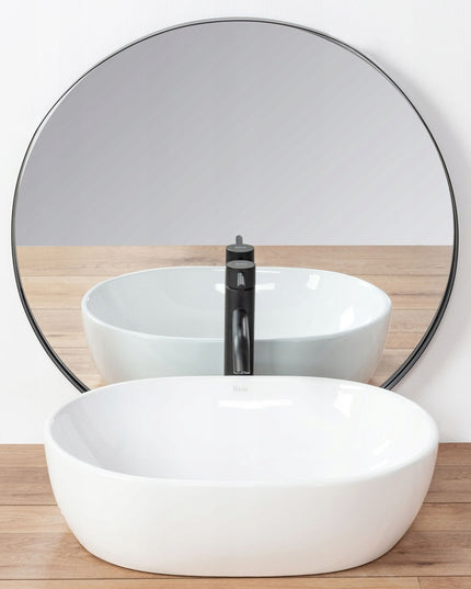 Praustuvas ant stalviršio BALTAS REA AMELIA WHITE OVALUS GILUS KERAMINIS