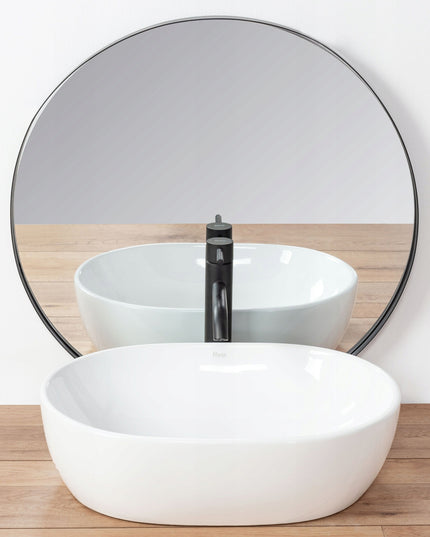 Praustuvas ant stalviršio BALTAS REA AMELIA WHITE OVALUS GILUS KERAMINIS