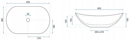 Stalviršinis ovalus keraminis marmurinis praustuvas REA Royal Granit Shiny
