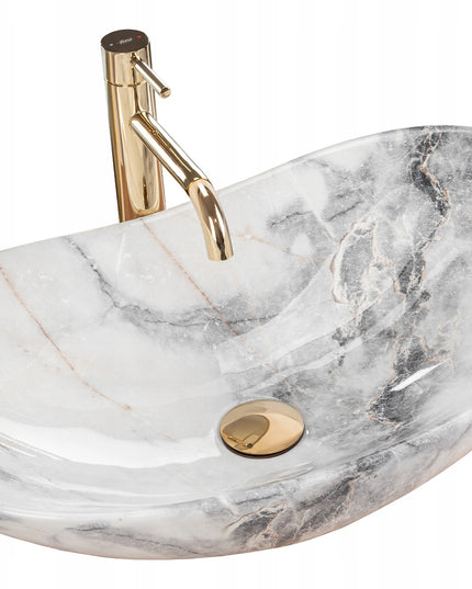 Stalviršinis ovalus keraminis marmurinis praustuvas REA Royal Granit Shiny