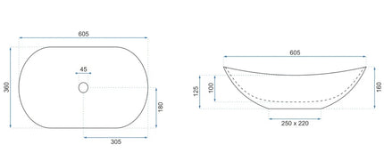 Stalviršinis ovalus keraminis marmurinis praustuvas REA Royal Granit Shiny