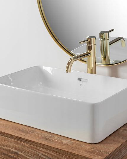 Stačiakampis stalviršio praustuvas REA BERTA baltas, aukštas, gilus 30,5x48,5 cm