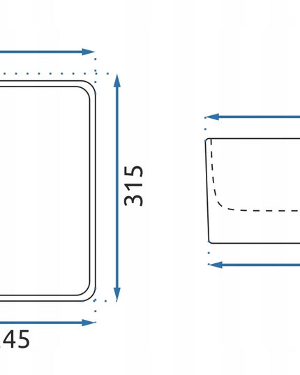 Stačiakampis stalviršio praustuvas REA BERTA baltas, aukštas, gilus 30,5x48,5 cm