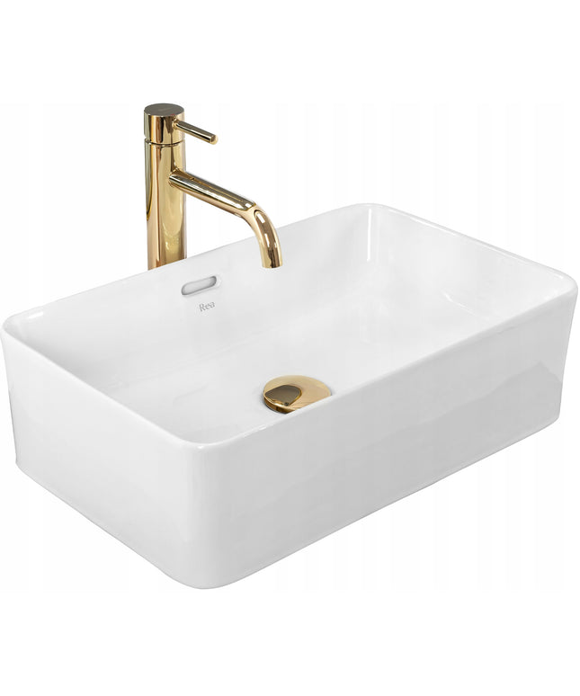 Stačiakampis stalviršio praustuvas REA BERTA baltas, aukštas, gilus 30,5x48,5 cm