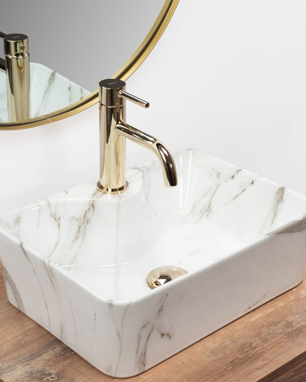 Stalviršio praustuvas REA KELLY MINI SHINY AIAX marmurinis kvadratinis mažas