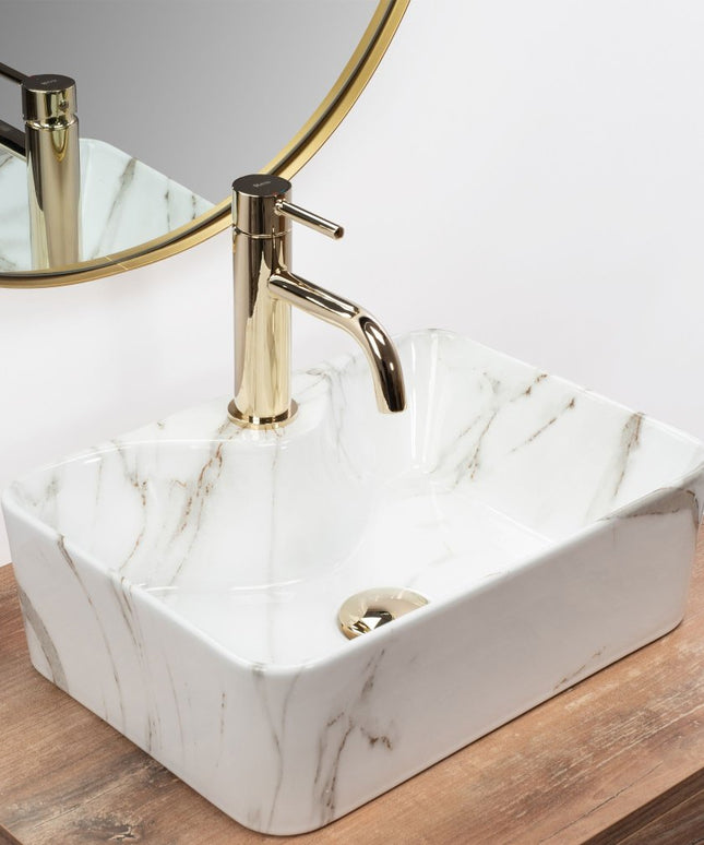 Stalviršio praustuvas REA KELLY MINI SHINY AIAX marmurinis kvadratinis mažas