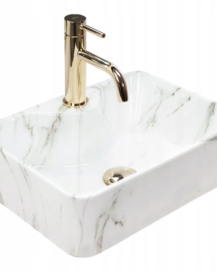 Stalviršio praustuvas REA KELLY MINI SHINY AIAX marmurinis kvadratinis mažas