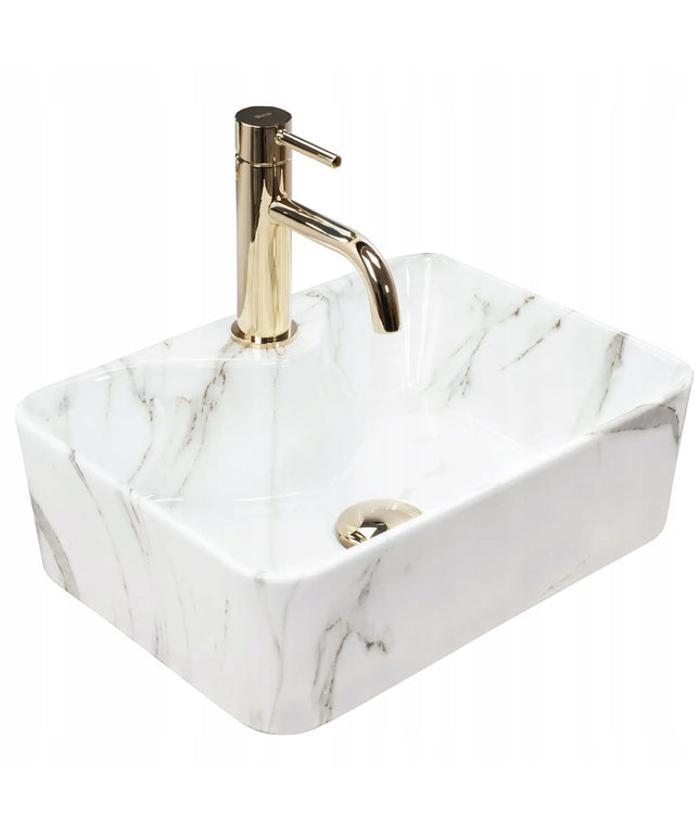 Stalviršio praustuvas REA KELLY MINI SHINY AIAX marmurinis kvadratinis mažas