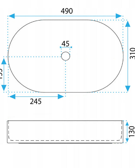 Stalviršinis praustuvas REA VANDA, ovalus, baltas, briaunotas, keraminis