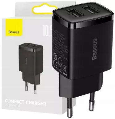 Universalus BASEUS tinklo įkroviklis telefonui, 2x USB 10.5W 2A