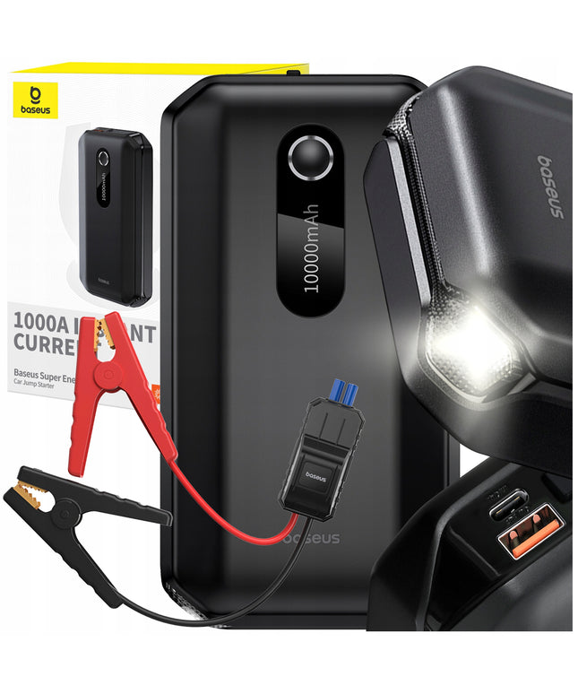 BUSTER Užvedimo įrenginys Jumper Starteris Powerbank Boosteris Klemos Žibintuvėlis