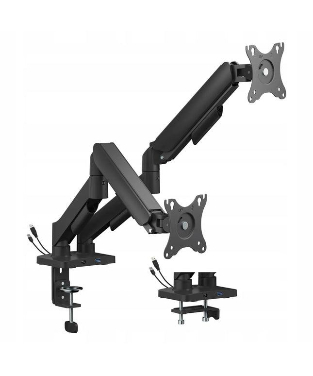 Spacetronik dvigubas stalinis monitorių laikiklis 17-32 coliams su USB, 18kg, VESA
