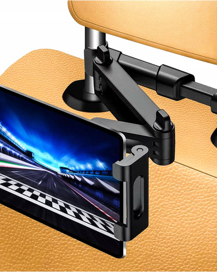 Automobilinis telefono ir planšetinio kompiuterio laikiklis ant galvos atramos, 360 laipsnių