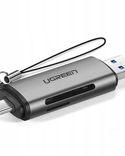 Ugreen SD / „microSD“ kortelių skaitytuvas su USB 3.0 / USB C 3.0, pilkas (50706)