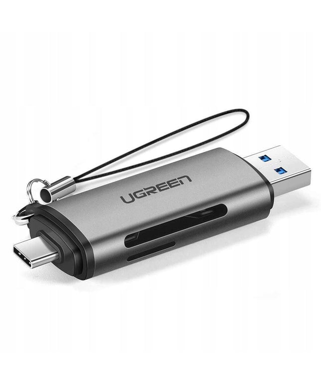 Ugreen SD / „microSD“ kortelių skaitytuvas su USB 3.0 / USB C 3.0, pilkas (50706)