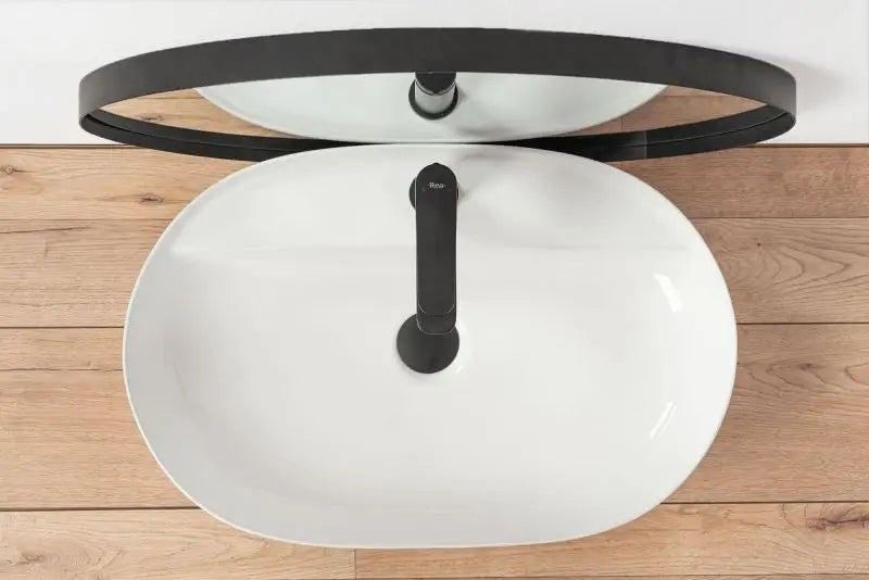 Keraminis stalviršio praustuvas baltas ovalus blizgus AURA - REA