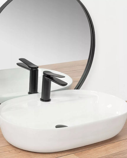 Keraminis stalviršio praustuvas baltas ovalus blizgus AURA - REA