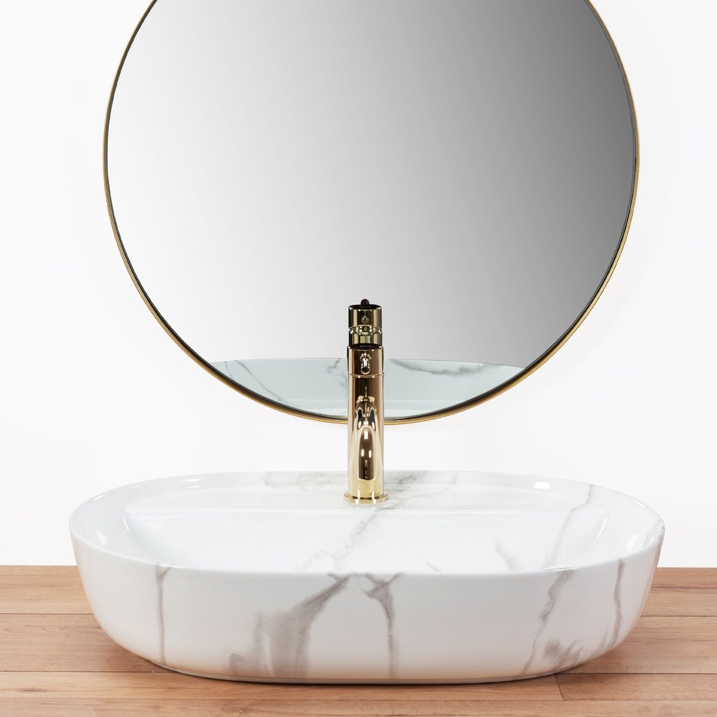 Keramikinis stalviršinis praustuvas ovalus REA AURA 61 MARMO SHINY AKMUO