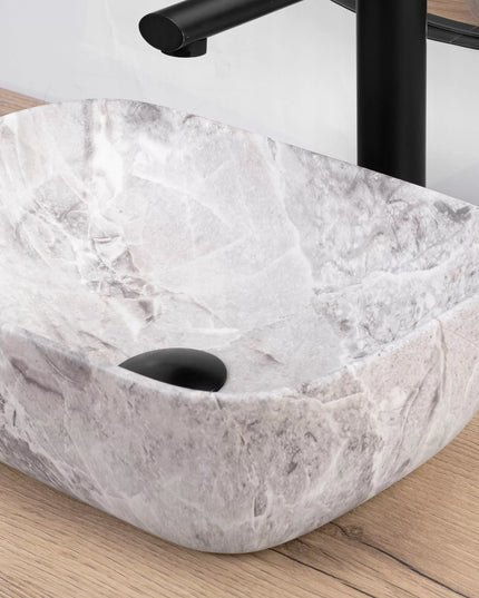 Mažas pilkas stalviršio praustuvas su akmens raštu, skirtas WC REA BELINDA MINI STONE