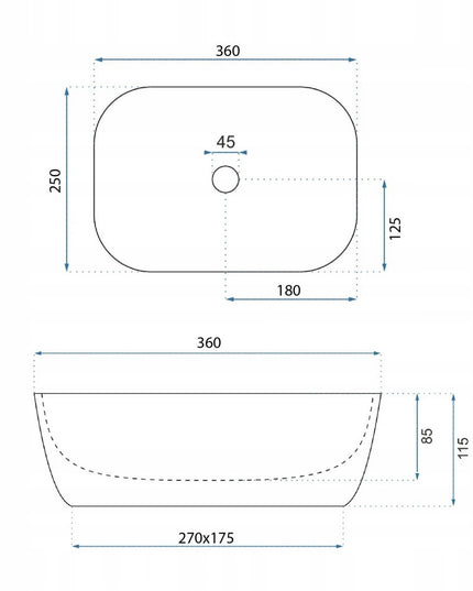 Mažas pilkas stalviršio praustuvas su akmens raštu, skirtas WC REA BELINDA MINI STONE