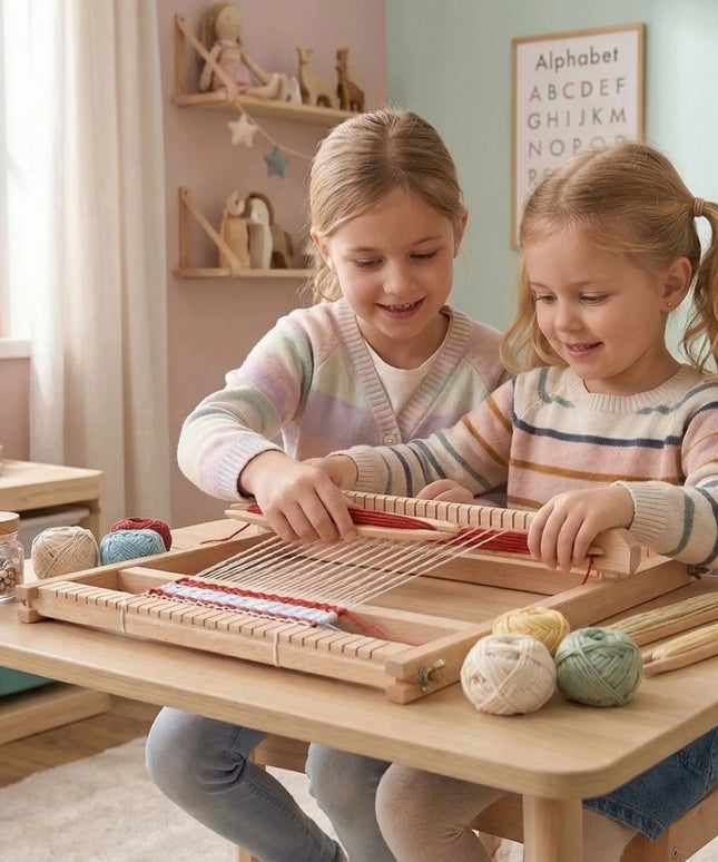 VIGA medinės audimo staklės – Montessori audimo rinkinys