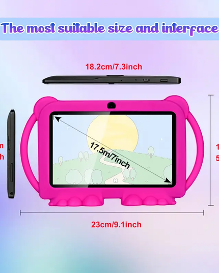 Vaikiška 7 colių Android planšetė su edukacinėmis funkcijomis ir akių apsauga