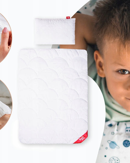 Vaikiška antialerginė patalynė, komplektas, Antklodė 100x135 + Pagalvė 40x60 Softimi