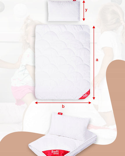Vaikiška antialerginė patalynė, komplektas, Antklodė 100x135 + Pagalvė 40x60 Softimi