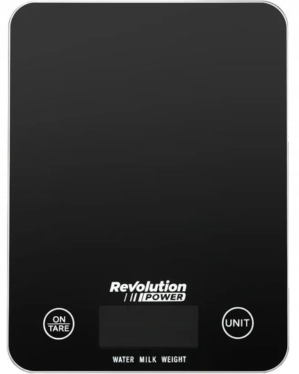 Tikslios elektroninės virtuvinės svarstyklės Revolution POWER 1 g - 5 kg, juodos stiklinės