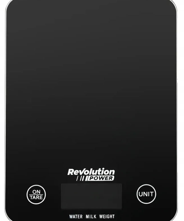 Tikslios elektroninės virtuvinės svarstyklės Revolution POWER 1 g - 5 kg, juodos stiklinės