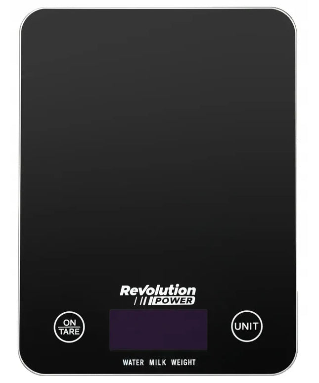 Tikslios elektroninės virtuvinės svarstyklės Revolution POWER 1 g - 5 kg, juodos stiklinės