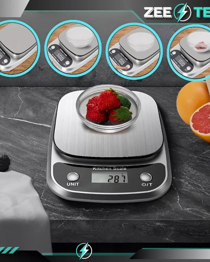 Tikslios skaitmeninės virtuvinės svarstyklės 1 g | 5 kg svoriui su taros funkcija + baterijos