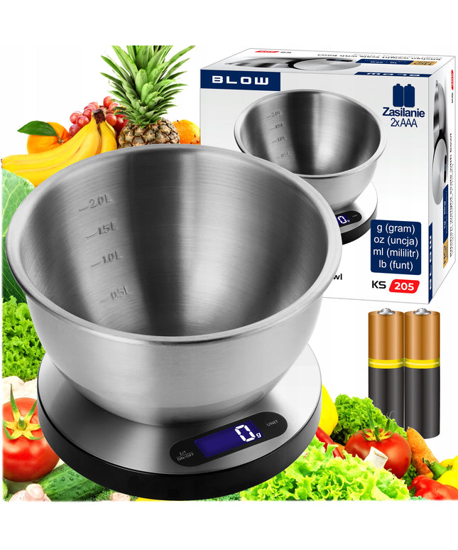 Elektroninės virtuvinės svarstyklės, tikslios, su dubeniu, sidabrinės, LCD, 1g / 5kg rinkinys