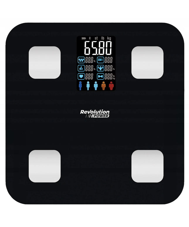 Išmaniosios analizės vonios svarstyklės Revolution POWER su Bluetooth ir BMI