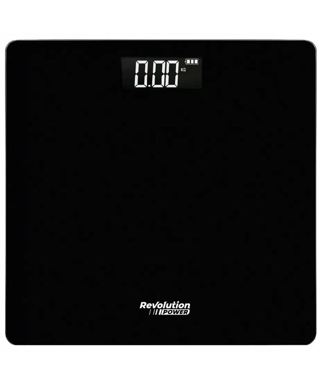 Elektroninės vonios svarstyklės Revolution POWER 180 kg, juodos, plonos, LCD ekranas