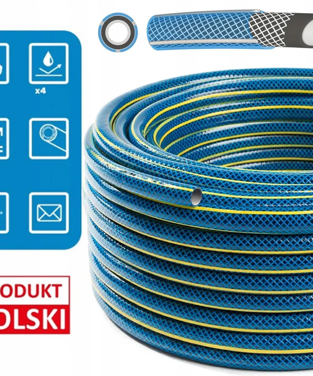 GUMINĖ SODO ŽARNA 1/2" 30m 4 SLUOKSNIŲ + PURKŠTUVAS IR JUNGTYS BRADAS RINKINYS