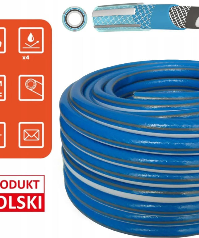 Guminė sodo žarna 1/2" 30 m, 6 sluoksnių, sustiprinta, 36 bar, Lenkijos gamybos