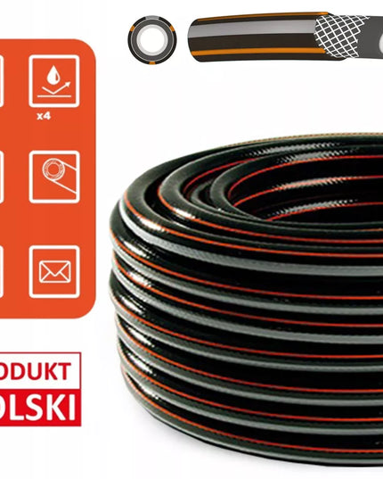 Sodo žarna guminė 1/2" 50m 4 sluoksnių CARBON armuota, pagaminta Lenkijoje