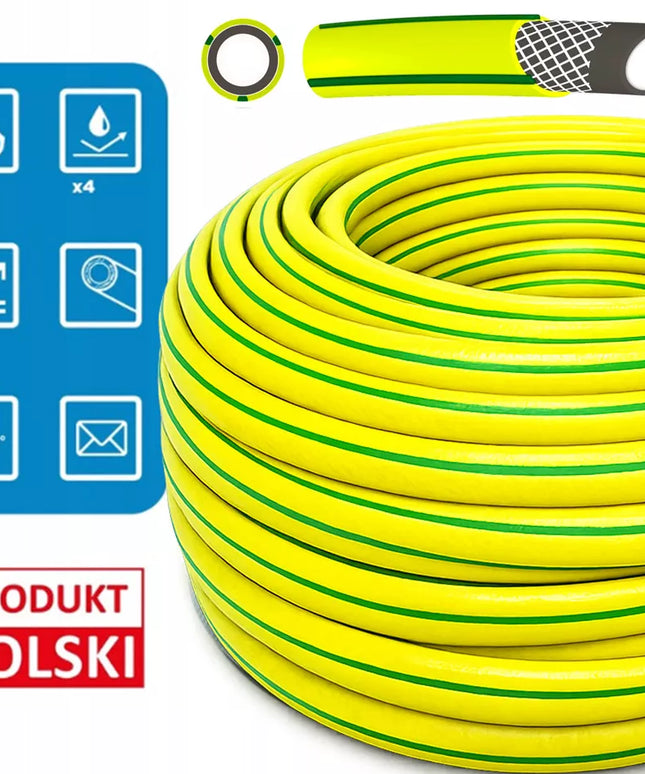 Guminė sodo žarna 1/2" 50m, 4 sluoksnių, armuota, pagaminta Lenkijoje