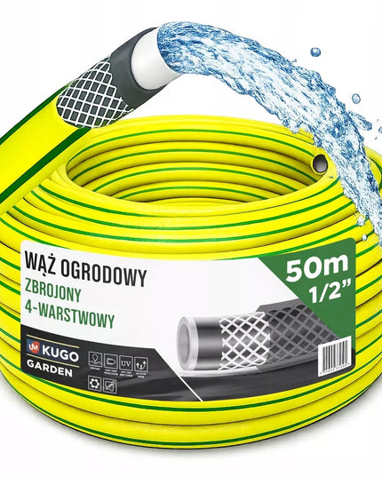 Guminė sodo žarna 1/2" 50m, 4 sluoksnių, armuota, pagaminta Lenkijoje
