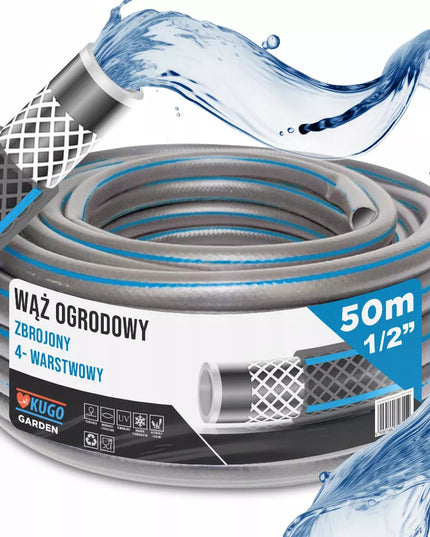 Guminė sodo žarna 1/2" 50m, 4 sluoksnių armuota, lenkiška gamyba