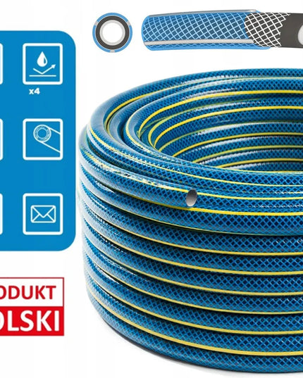 Guminė sodo žarna 1/2" 50m 4 sluoksnių + purkštuvas ir jungtys BRADAS komplektas