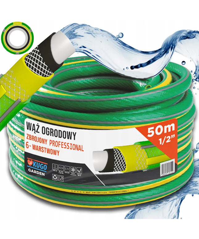 GUMINĖ SODO ŽARNA 1/2" 50m 6 SLUOKSNIŲ SUSTIPRINTA 36 BAR PAGAMINTA LENKIJOJE