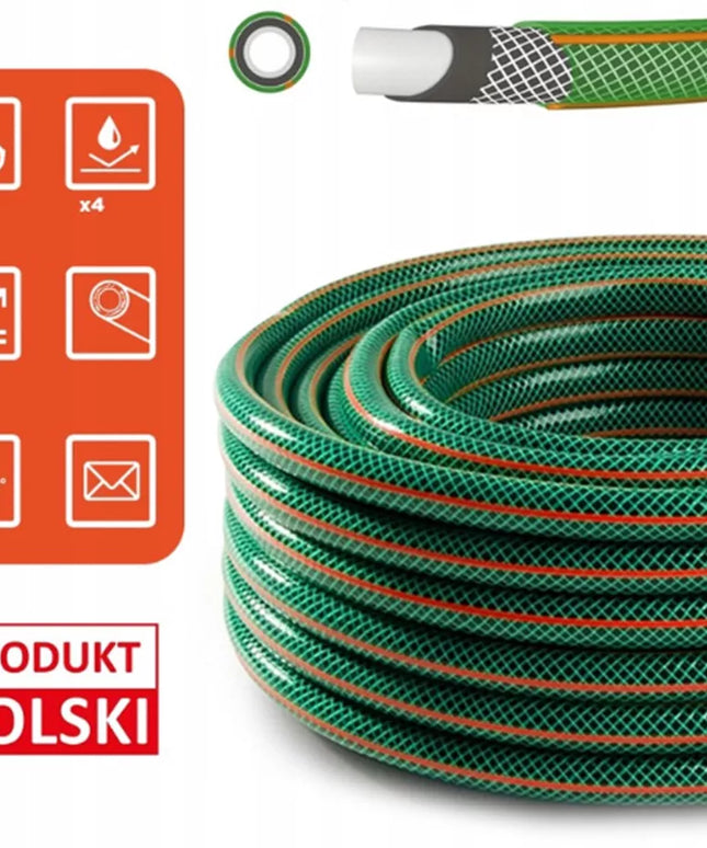 Guminė sodo žarna 3/4" 30m 4 sluoksnių + purkštuvas, vežimėlis, BRADAS rinkinys
