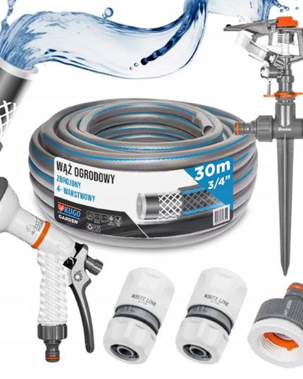 Sodo žarna guminė 3/4" 30m 4 sluoksnių + pistoletas purkštuvų komplektas BRADAS