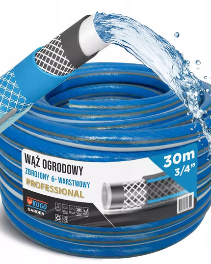 Guminė sodo žarna 3/4" 30m, 6 sluoksnių, sustiprinta, 36 bar, Lenkijos gamybos