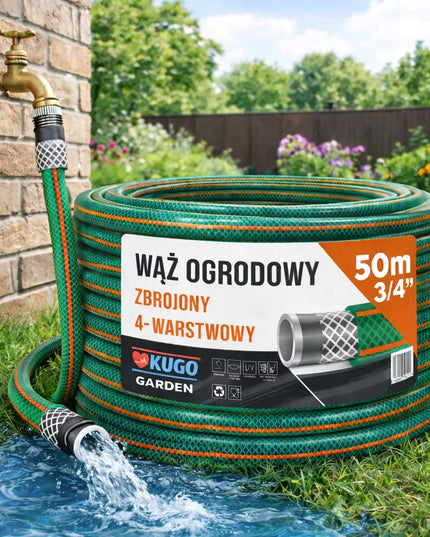 Guminė sodo žarna 3/4" 50m 4 sluoksnių armuota, pagaminta Lenkijoje