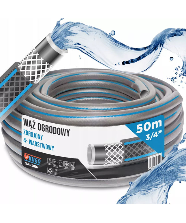 Guminė sodo žarna 3/4" 50m, 4 sluoksnių, armuota, lenkiška gamyba