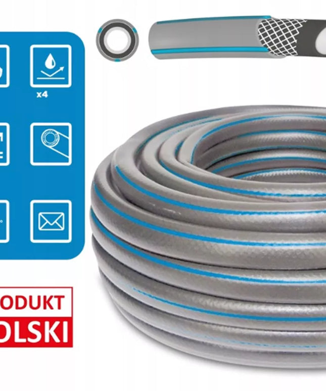 GUMINĖ SODO ŽARNA 3/4" 50m 4 SLUOKSNIŲ + PURKŠTUVAS IR JUNGTYS, BRADAS RINKINYS